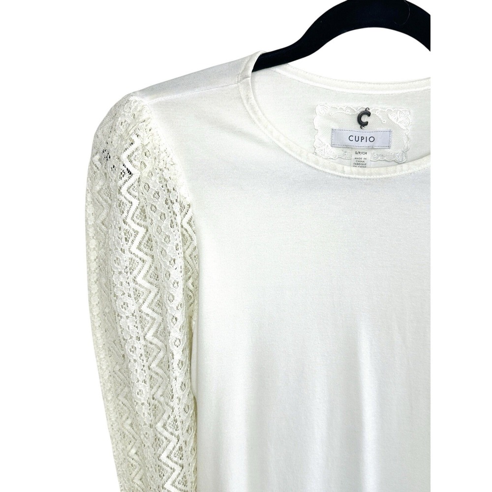 Cupio White Long Sleeve Knit Top‎ S NWT Romantic Lace Puff Sleeve Bohemian Chic